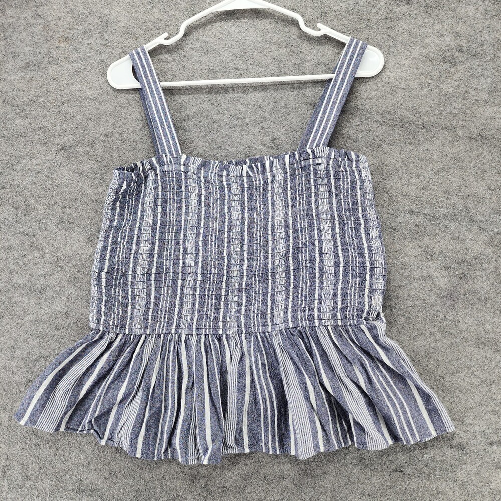 LOFT Blouse Womens Large Sleeveless Blue Striped Cami